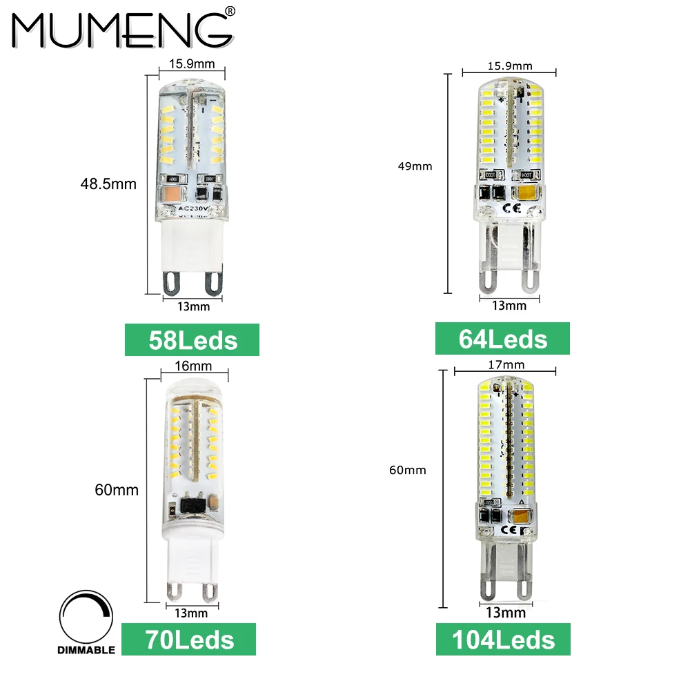 Mumeng G9 светодиодный лампа 3W 4W светильник лампы 3 5 W светодиоидная с регулируемой