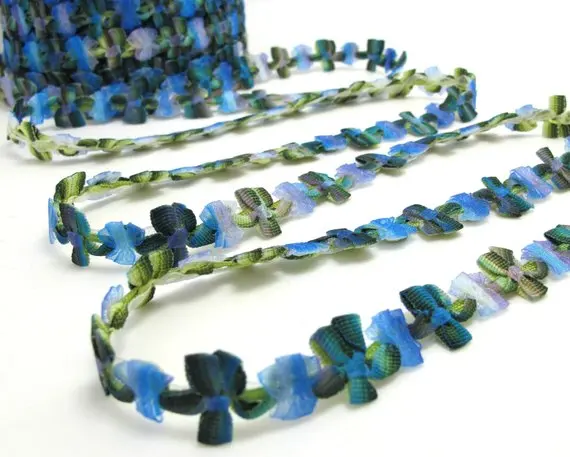 2 ярда цветная плетеная лента из рококо с принтом Омбре декоративная Цветочная