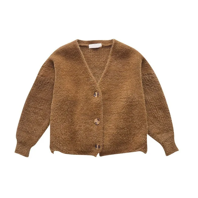 Knitted Sweaters Girl Coat Autumn Spring School Cardigan Knitting Jacket Kids White Brown Tops Clothing Children 2018 New | Детская