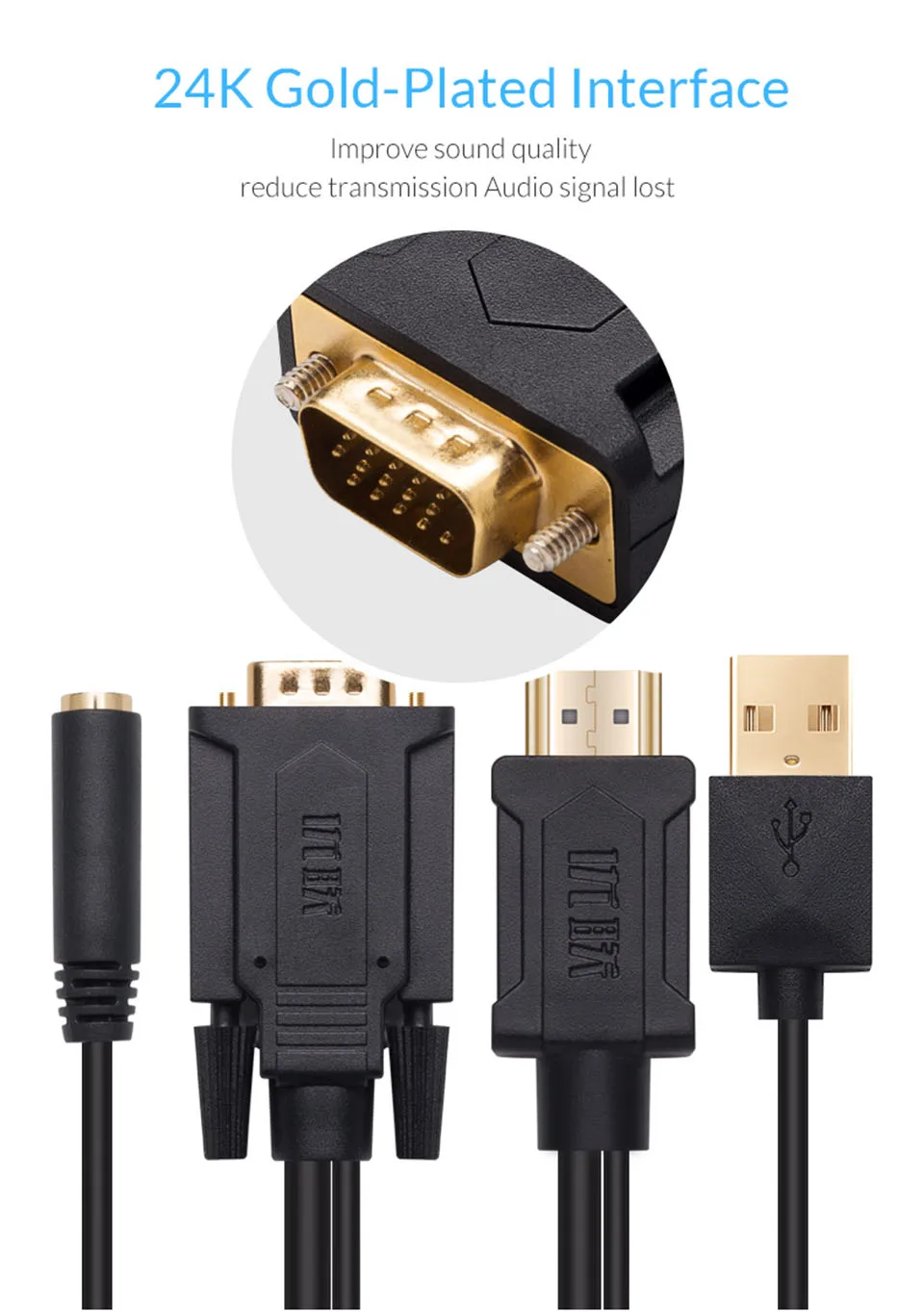 Unnlink HD mi to VGA кабель HD mi to VGA конвертер адаптер 1080P@ 60H с 3,5 разъемом аудио кабель для компьютера xbox PS3 PS4 tv mi Box