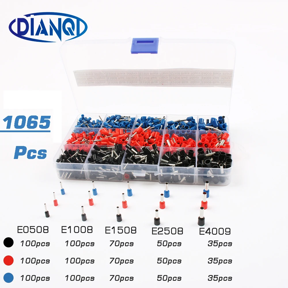 1065 шт./компл. 3 цвета 22 ~ 12AWG медный обжимной разъем Изолированный Шнур концевой