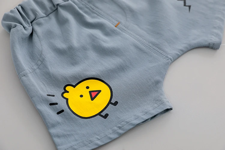 Желтый утенок из мультфильма, комплекты одежды для маленьких девочек, комплекты летней одежды для малышей топы+ шорты, костюм для путешествий из 2 предметов