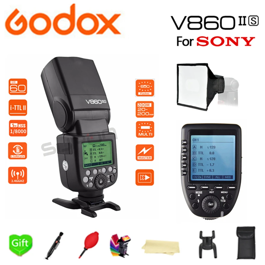 Paypal Accpect Godox V860II S E TTL HSS 1/8000s литий ионный аккумулятор Speedlite Flash + XPRO передатчик для