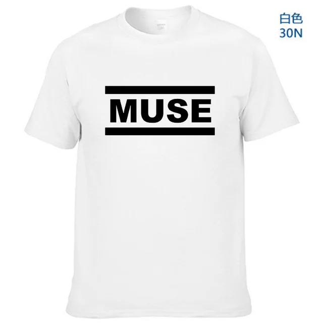 White Muse футболки мужские muse футболки летние с коротким рукавом хлопковые футболки топы рок группа футболки - Цвет: White