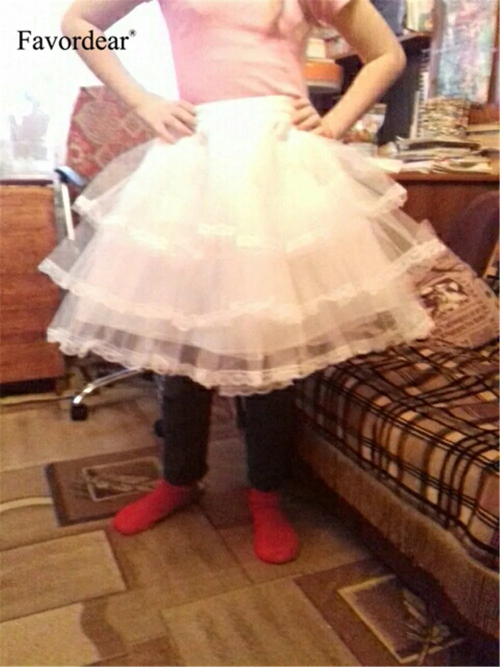 Оптовая продажа белая черная пышная трехслойная юбка с кружевными краями без