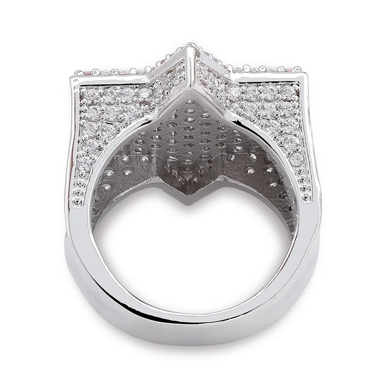 Мятно-зеленый AAA кубический цирконий Bling Ice Out еврейская звезда Давида гексаграмма кольца для мужчин хип хоп раппер ювелирные изделия золото серебро