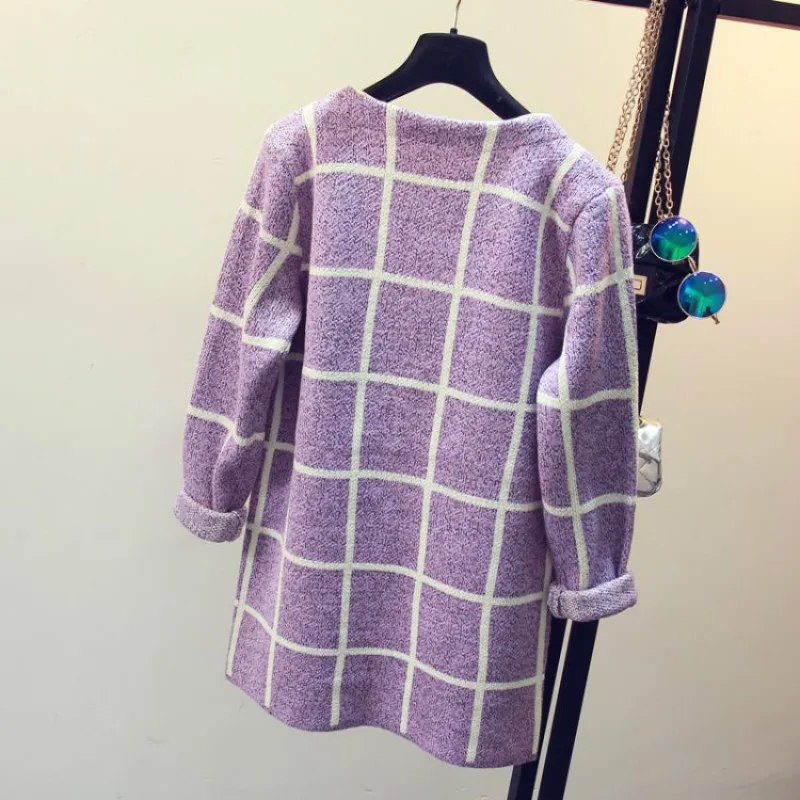 2019 весенне-осенние повседневные клетчатые кардиганы с карманами верхняя одежда