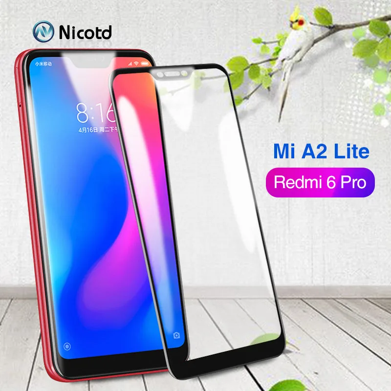 Закаленное стекло Nicotd для Xiaomi Mi A2 Lite 9 H полное покрытие Защитная пленка экрана Redmi