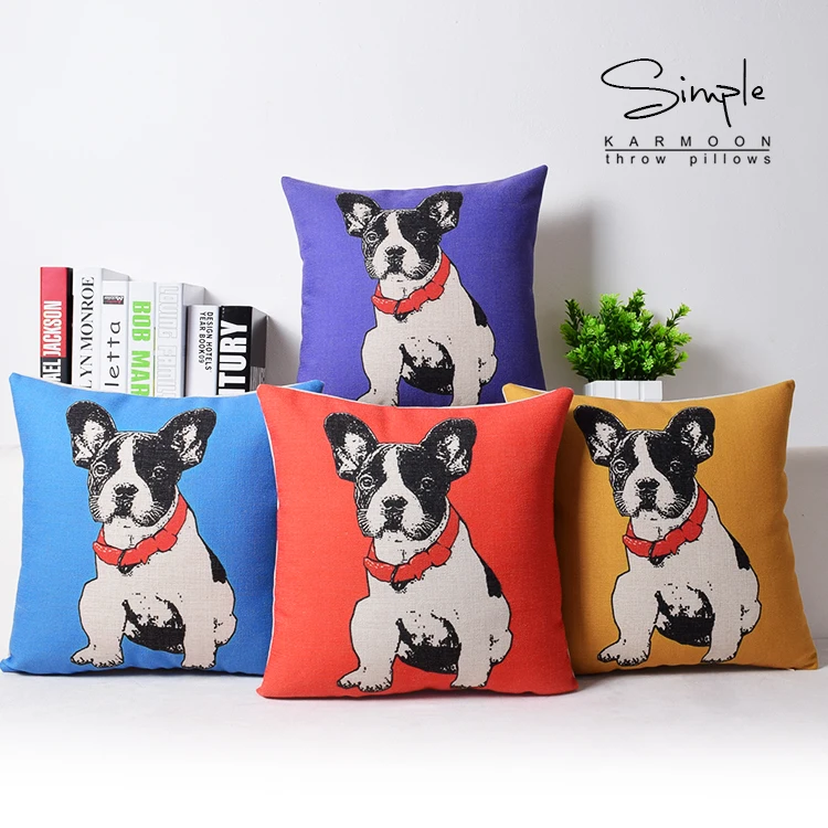 

Горячий французский Подушка с изображением бульдога чехол декоративная собачья подушка крышка стола льняные подушки чехол s автомобиль, ди...