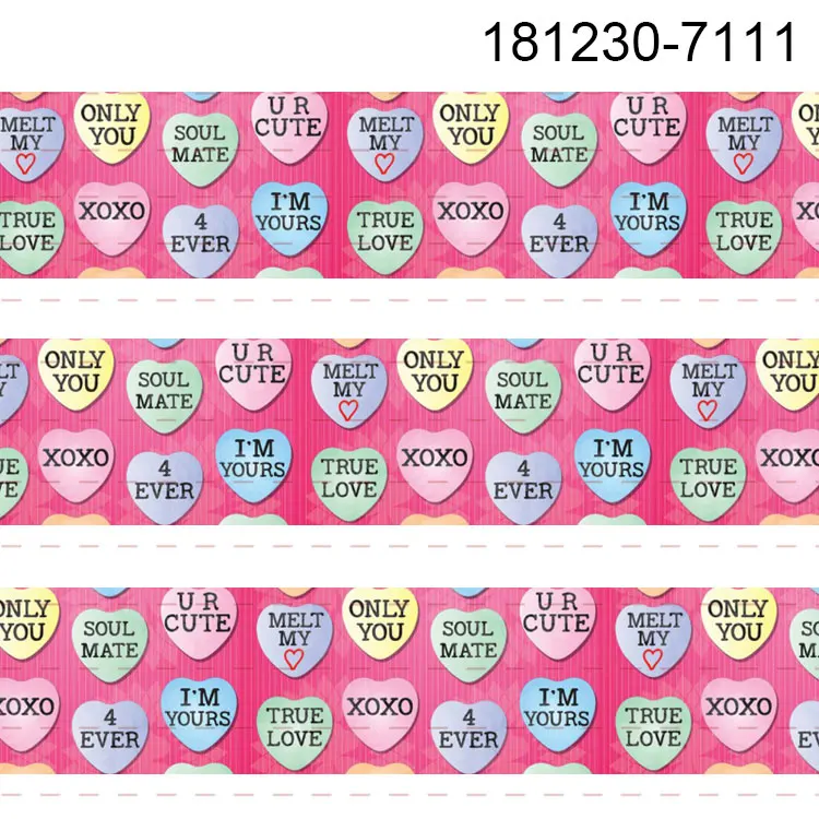 10 ярдов Различные размеры лента в рубчик с принтом на День святого Валентина DIY 7103