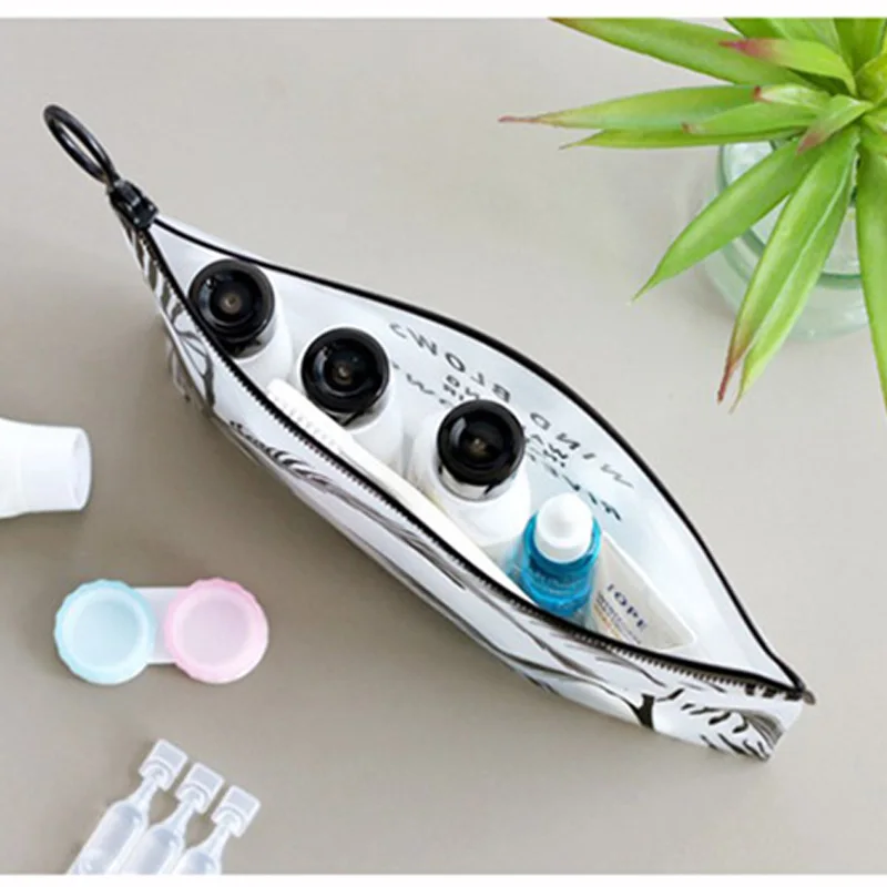 Прозрачная дорожная косметичка из ПВХ с листьями чехол для косметики женский