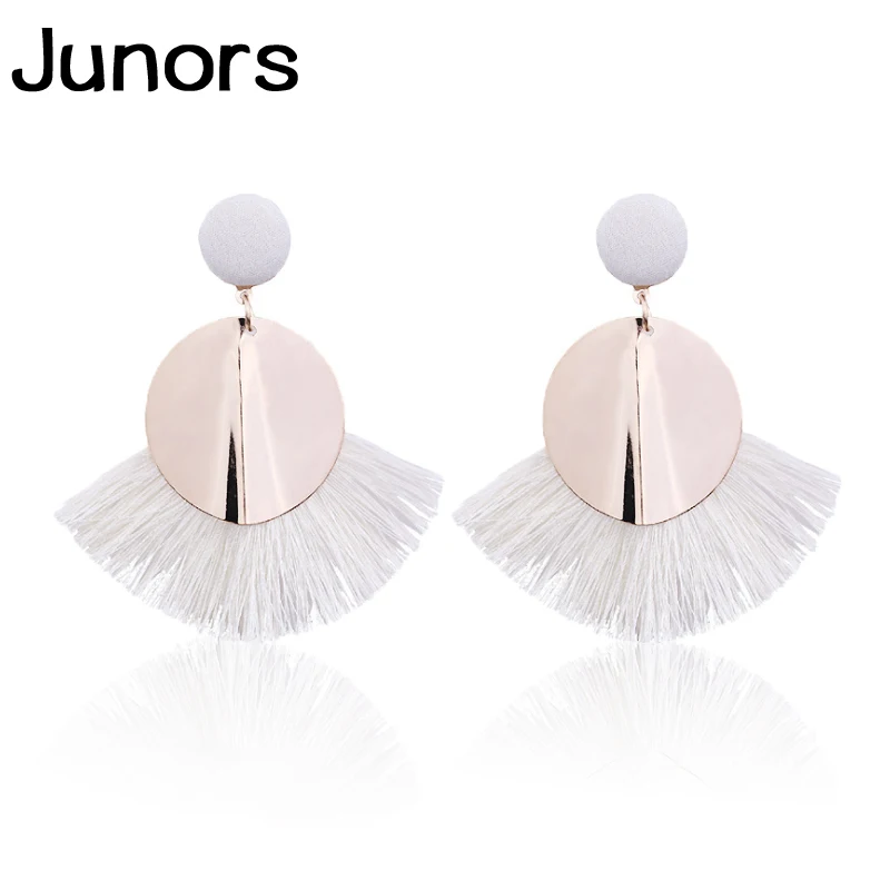 Богемные металлические серьги с кисточками Женские винтажные большие зеленые