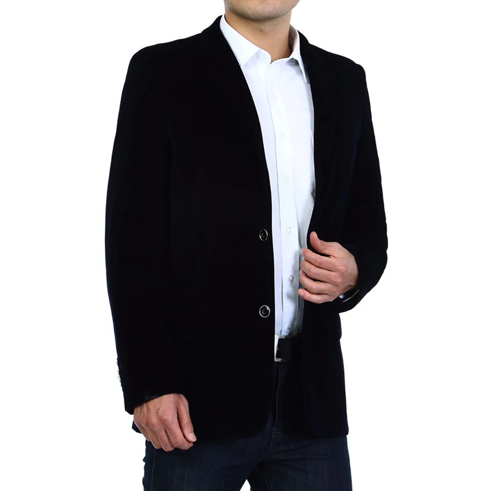 Men's Cotton Corduroy Coat Single Breasted Blazer Jacket Mens Casual Costume Homme | Мужская одежда
