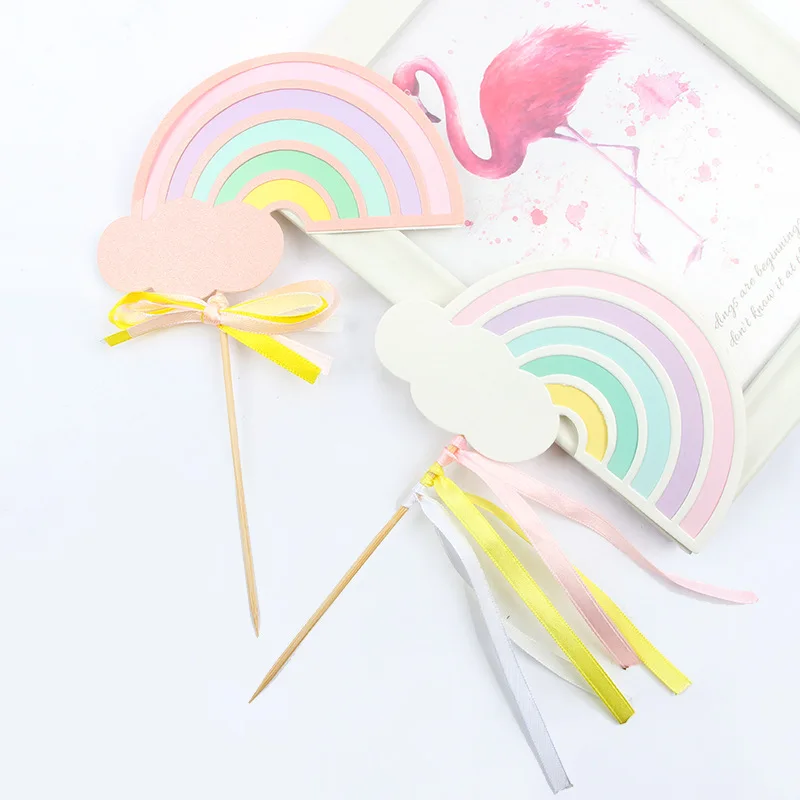 Радужный торт декоративные вывески 10 шт./партия бумага ремесло для свадебной