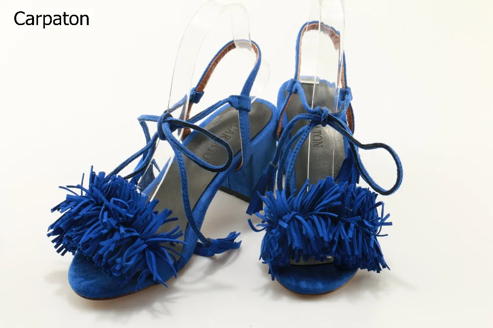 Новые 2017 Для женщин сплошной синий Ремешок на щиколотке выдалбливают открытым