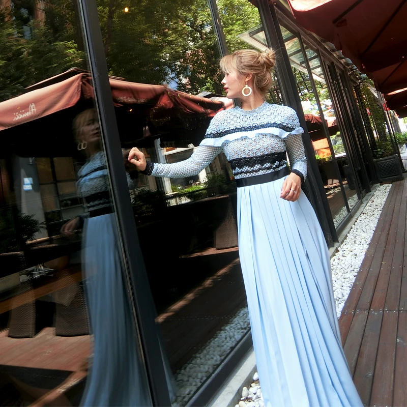 New Autumn Long Dress Elegant Celebrity Fashion Evening Party Sleeve Lace Sexy Women Dresses Женская одежда