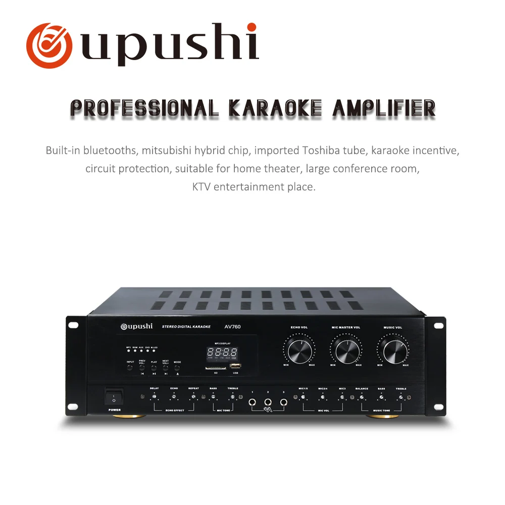 Oupushi Professional усилитель мощности для караоке AV760 + HY208 настенные колонки с