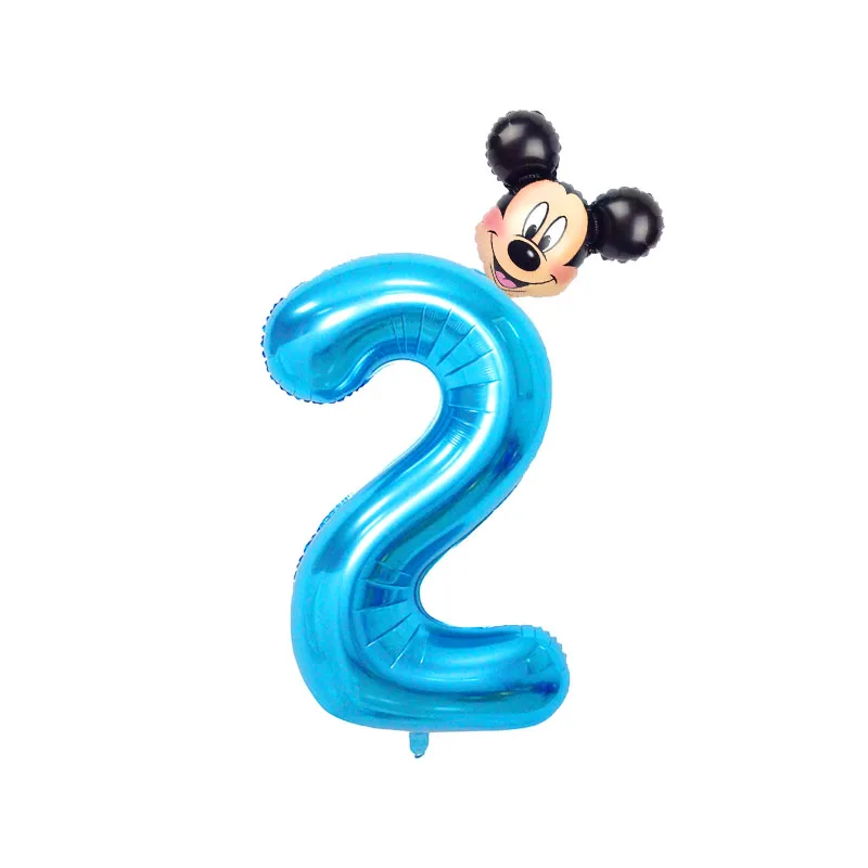 Mickey-2 2 шт./лот 40 дюймов розовый и голубой номер Фольга надувные шары Mickey воздушный шар "Минни" Рисунок От 1 до 5 лет детская футболка для мальчиков и девочек, День рождения деко - Цвет: Mickey-2