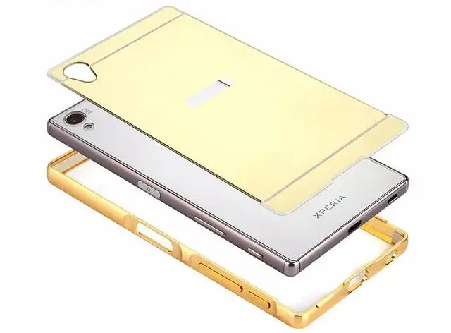 Чехол для Sony Z5 Premium алюминиевый металлический каркас + зеркальная акриловая