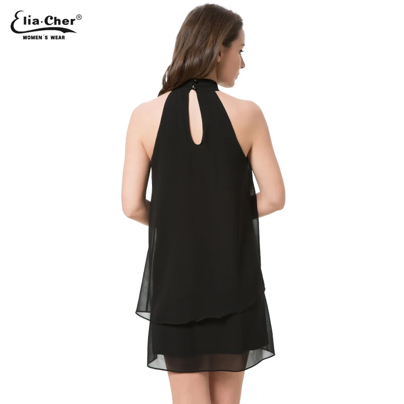 Платья для вечеринок женская одежда новый стиль сзади Холтер Круглый вырез без