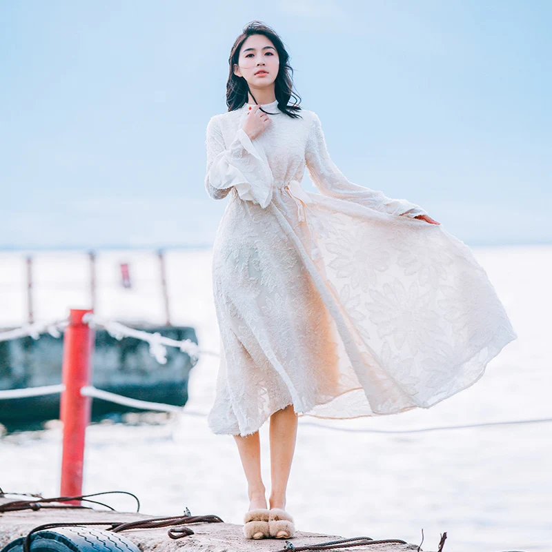 2019 весеннее кружевное миди женское элегантное платье вечернее осеннее макси