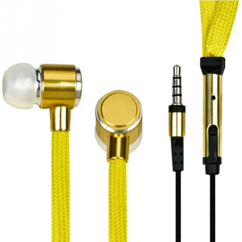 Shoelace Earphone cord Metal In Ear 3.5mm jack Earphones Bass Headset Stereo Sport Headphones With Mic#20