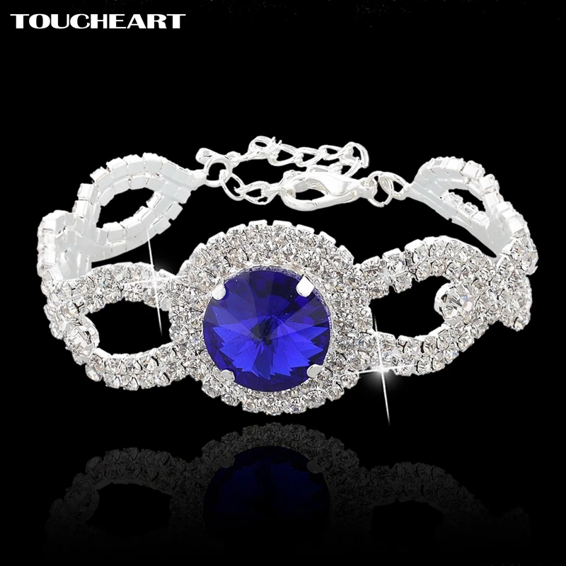 

TOUCHEART Luxury Bbrand Crystal Bracelets & Bangles For Women Stainless Steel Wedding Jewelry Silver Bracelet Femme SBR140395