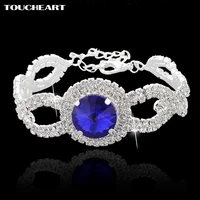 toucheart luxury bbrand crystal bracelets bangles for women stainless steel wedding jewelry silver bracelet femme sbr140395