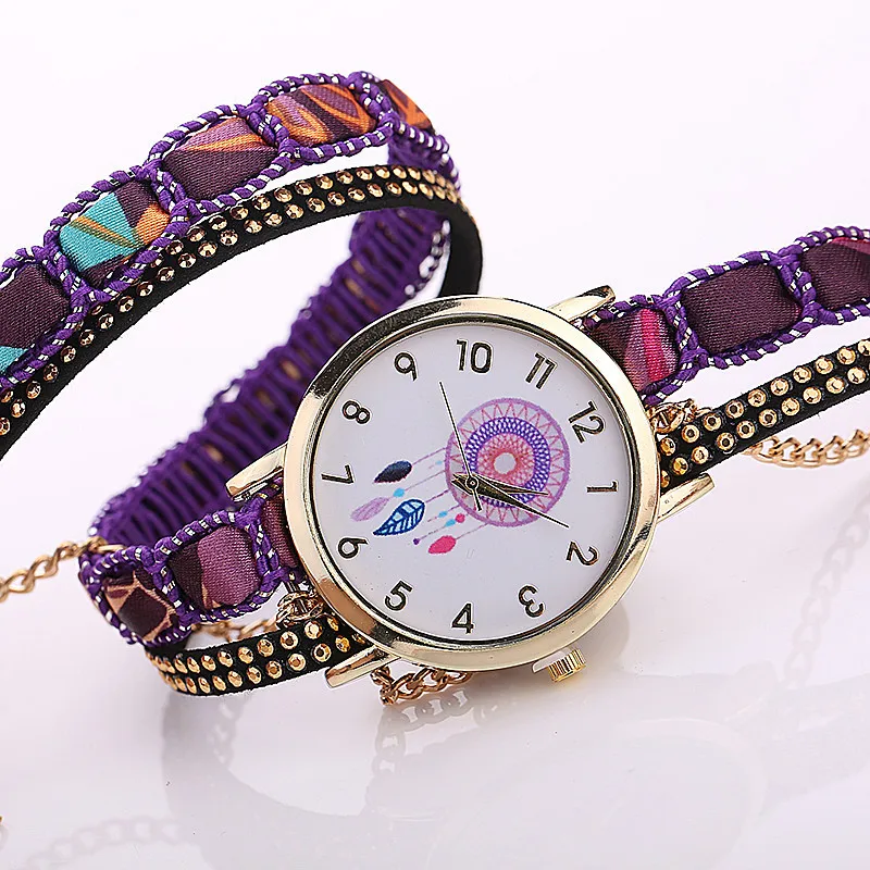 Gnova Платиновый большой ремешок с большим циферблатом Национальный этнический