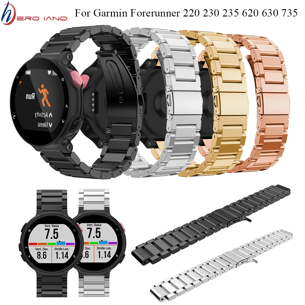Металлический браслет из нержавеющей стали для наручных часов Garmin Forerunner 220 230 235 630