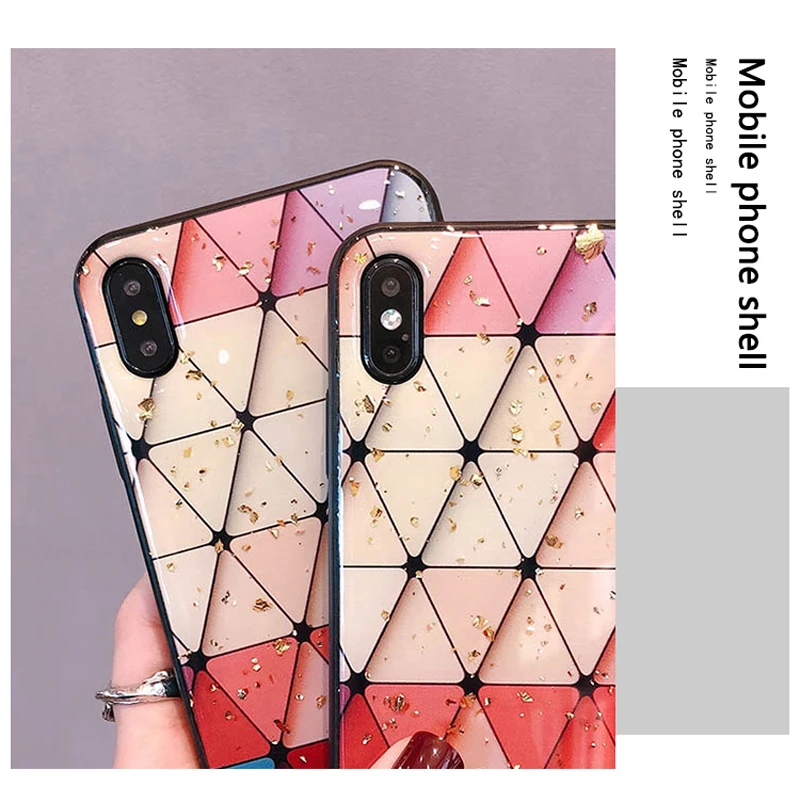 Роскошный блестящий Ромбический чехол для телефона iPhone XS Max XR X 8 7 6 6S Plus с полной