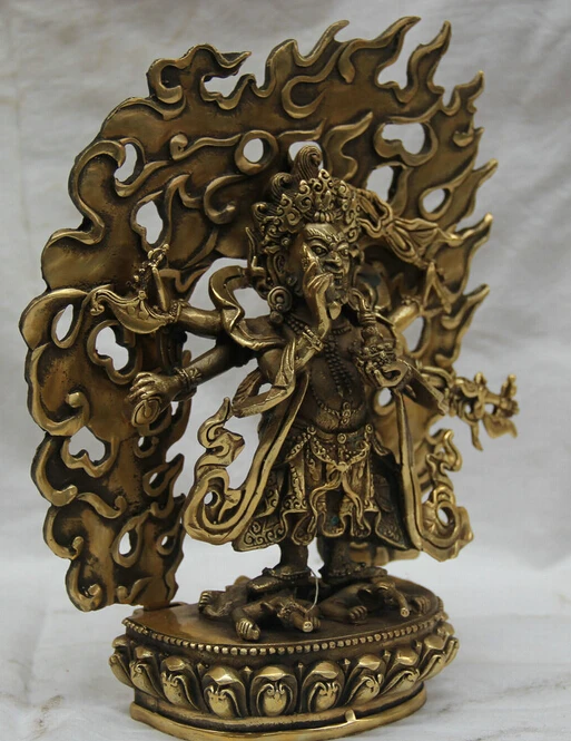 9 &quotТибет буддизм латунь Stang 6 arms Белый Jambhala статуя будды scuplture R0711|scuplture| |