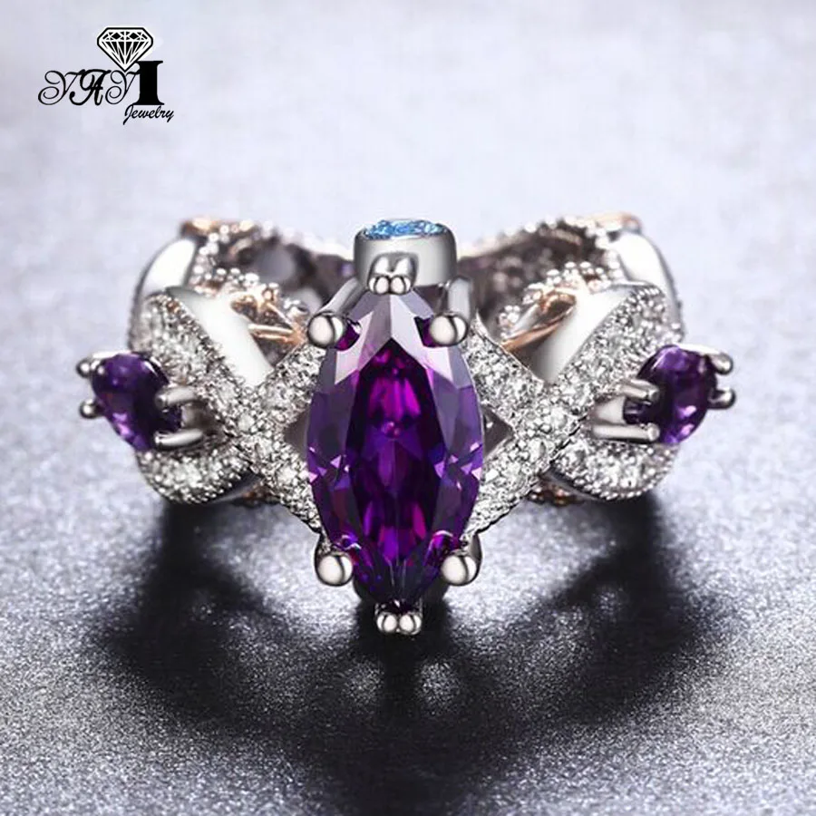 Ювелирные изделия YaYI Мода Принцесса огромный 4.5CT Фиолетовый Циркон с серебряным