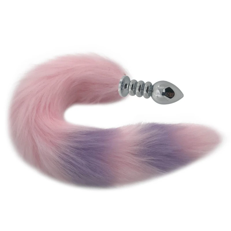 Анальная пробка с винтовой нитью 40 см длинная Массажная лисьим хвостом мужские