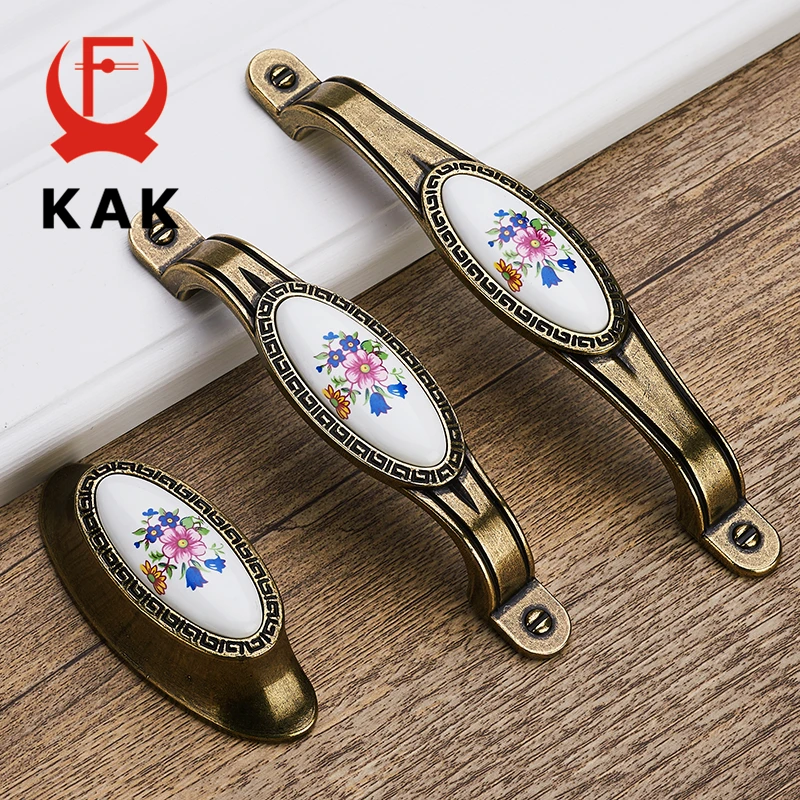 Античная бронзовая керамические ручки для шкафов KAK ящиков из цинкового сплава