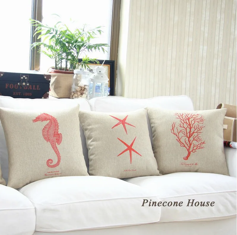 Свежая воздушная хлопковая Подушка с морской тематикой для офиса автомобиля