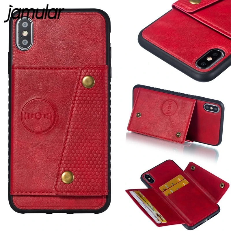 Чехол JAMULAR из искусственной кожи с подставкой для iPhone XR XS MAX 7 8 6 6s Plus мягкая задняя