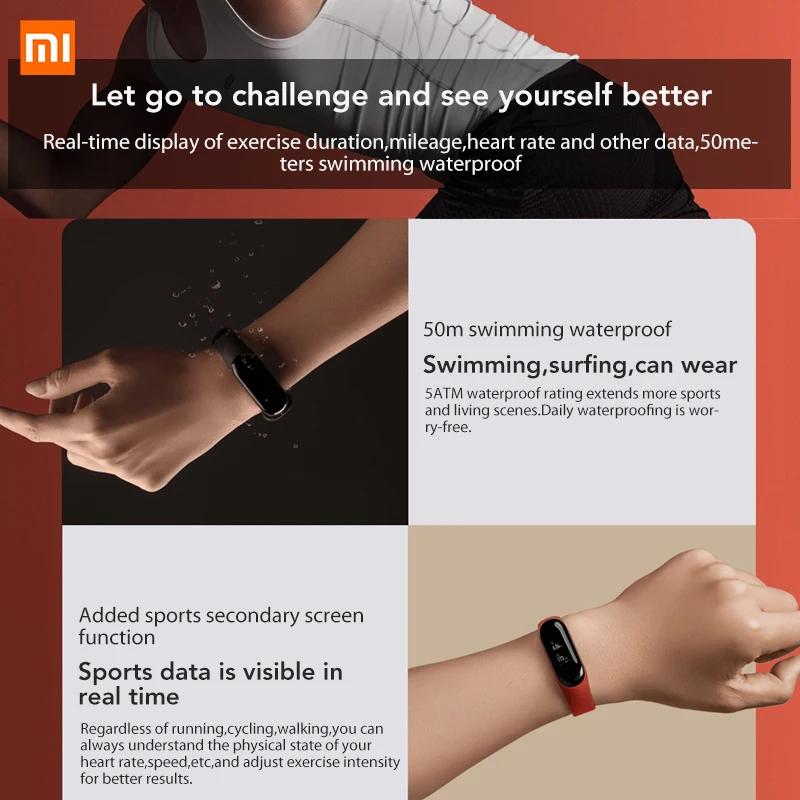 Xiaomi mi-браслет 3 Bluetooth 4,2 Xao mi Xio mi умный спортивный браслет OLED mi band 3 Smartband Xaio mi пульсометр 0