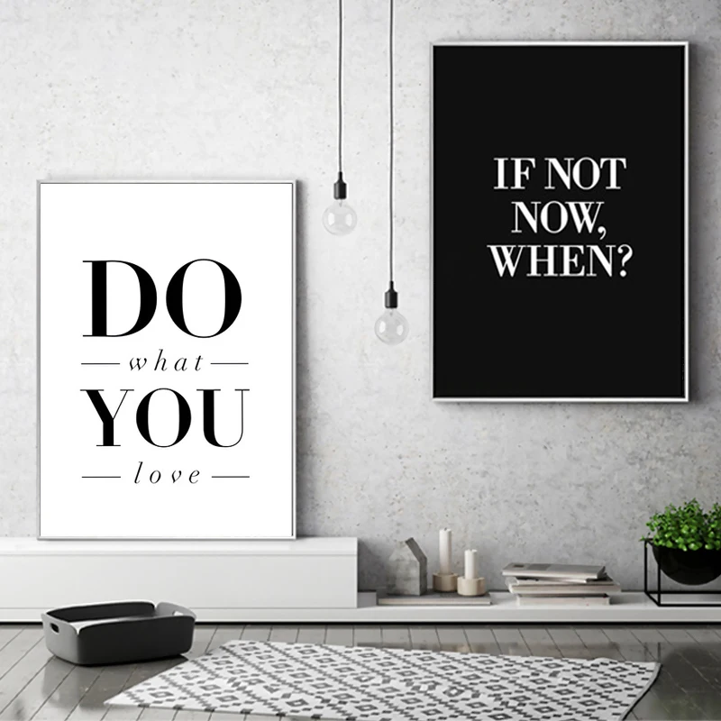 Nordic Black and White Do What You Love Inspirational Quote Canvas Painting Wall Art Pictures Kids Room Poster Print Home Decor | Дом и сад