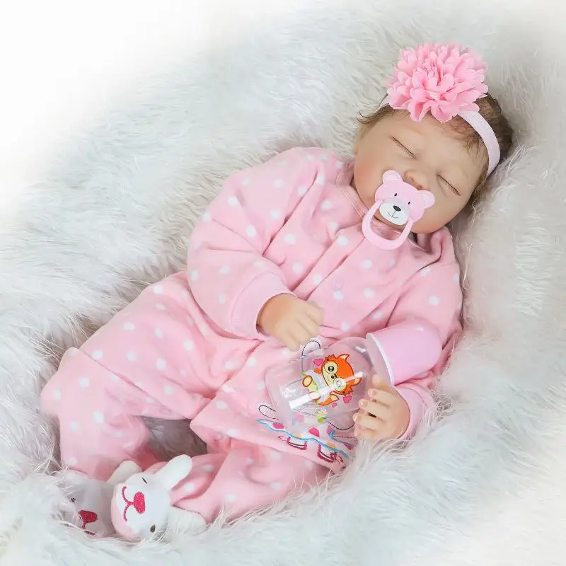 NPK Настоящее спящие Младенцы девушка куклы 22 &quotсиликоновые reborn baby для детей