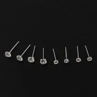 Булавка для носа, из серебра 925 пробы, с круглыми фианитами, 20, шт.упак.