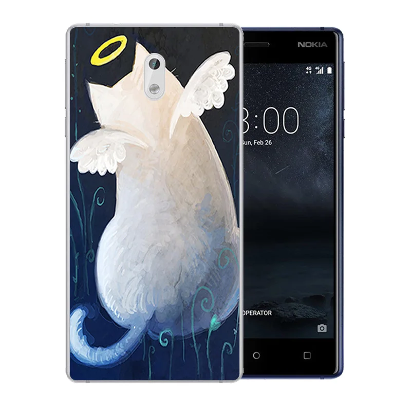 Для Nokia 3 чехол для телефона Кристальный силикон задняя крышка удача кошка