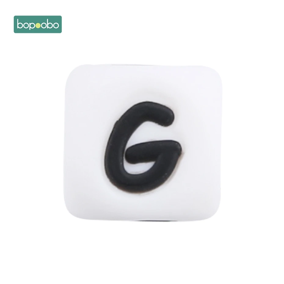 Letter G Bopobo 10 шт., силиконовые бусины-прорезыватели для грызунов для малышей, силиконовые бусины-прорезыватели с жемчугом, 10 мм, Детские Силиконовые Бусины-прорезыватели - Цвет: Letter G