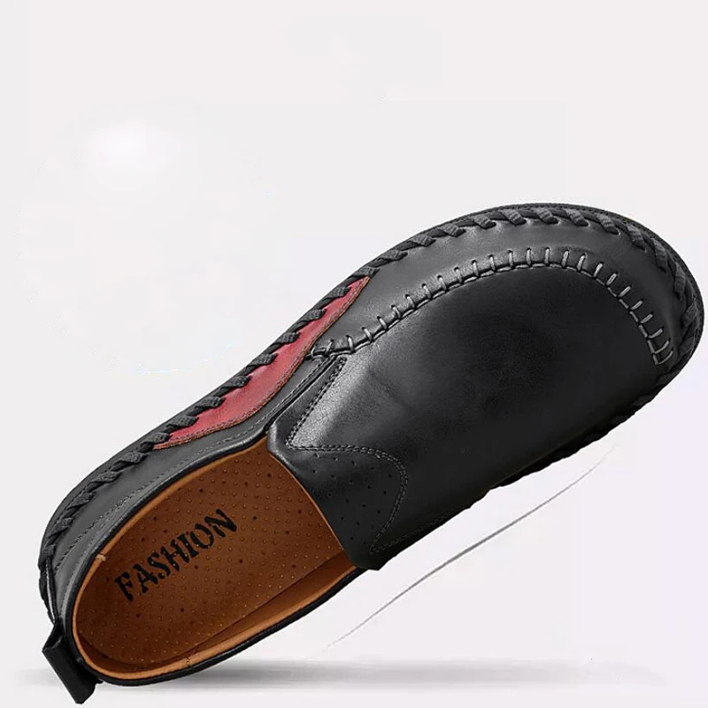 YIGER New Man Loafers Driving Shoes Large Size Genuine Leather Sets foot shoes Men Peas Fat wide Black/Brown 0101 | Обувь