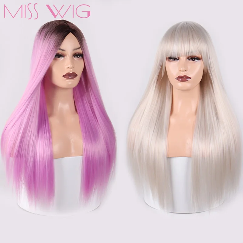 Синтетические волосы MISS WIG 60 см 300 г длинные прямые на всю голову для наращивания