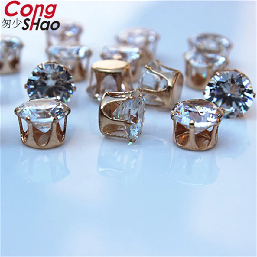 Женские круглые стразы с кристаллами Cong Shao 50 шт. 8 мм|rhinestone bridal applique|flat back crystalsclaw