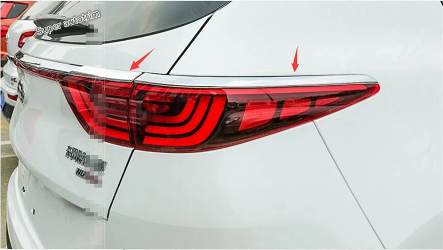 Lapetus Chrome Rear Tail Lights Lamp Eyelid Eyebrow Lid Cover Trim Fit For KIA Sportage 2016 2017 2018 ABS Accessories Exterior |
