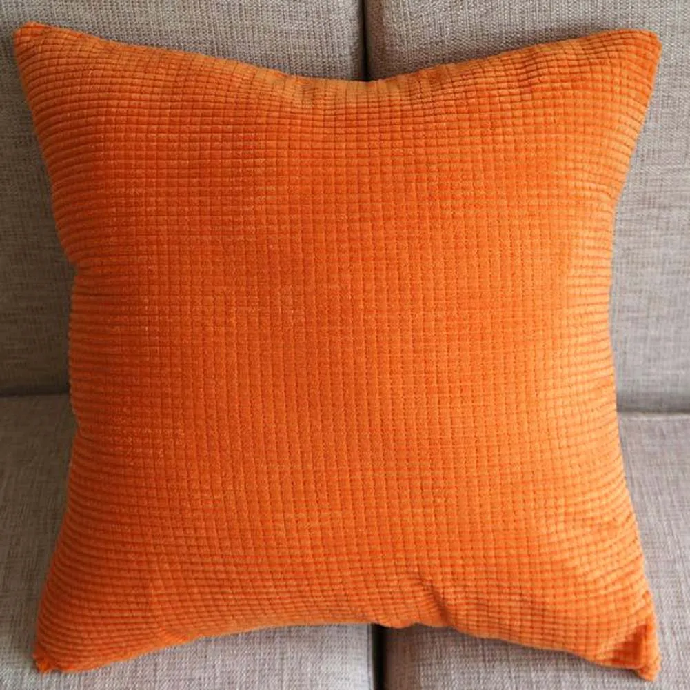 Fashion kernels Corduroy Sofa Decor Cushion Cover #E Square 45cm Pillow Case Orange | Дом и сад
