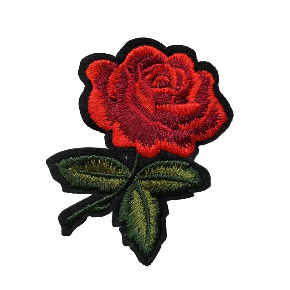 Новинка 2 шт. маленькая красная роза Цветочная вышивка ПРИШИТАЯ аппликация