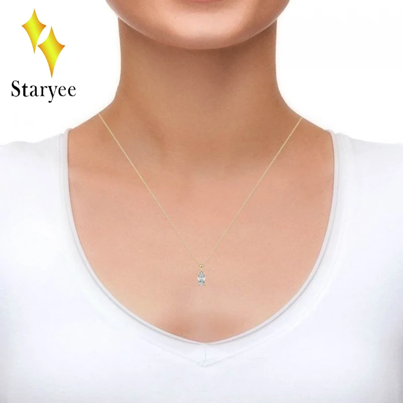 1CT Чарльз и Colvard Муассанит Цепочки ожерелья из 18 каратного розового золота DEF ВВС